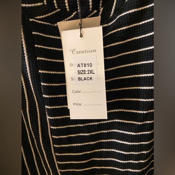 Creation black & white striped crew neck sweater with front pocket - XXL - NWT - Picture 12 of 13